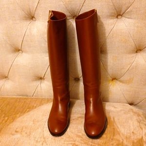 Louie Vuitton Cognac Leather Heritage Knee-High Boot
